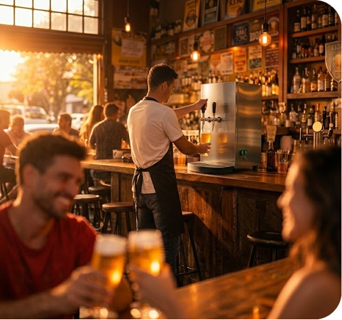 Bar com chopeira Memo em uso